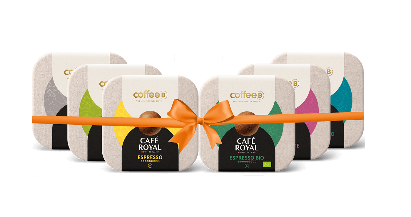 Ein Geschenk-Set mit 6 Coffee Ball Packungen